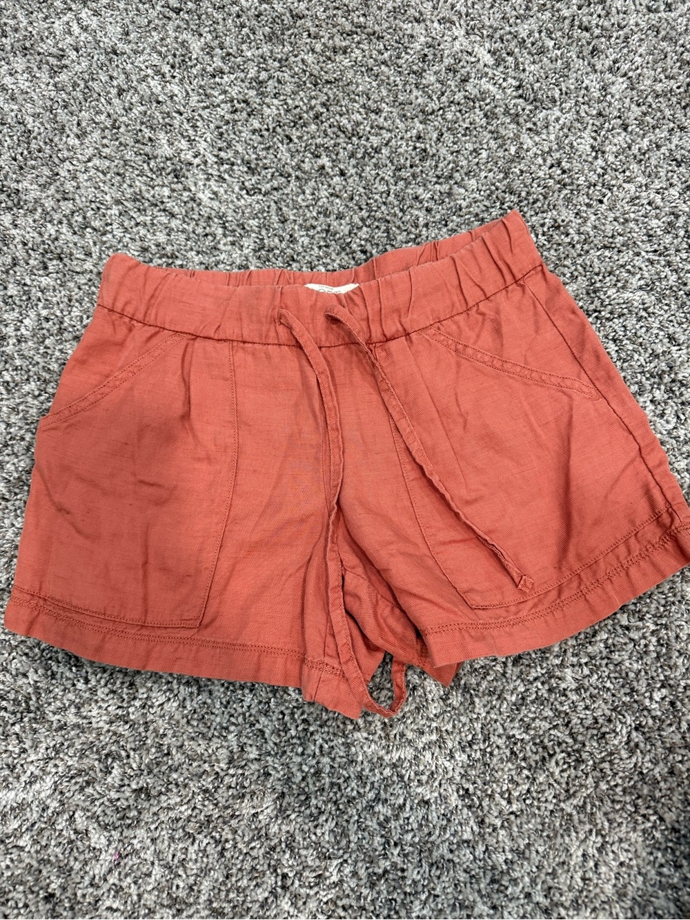 Loft Women's Rust Linen Drawstring Casual Shorts